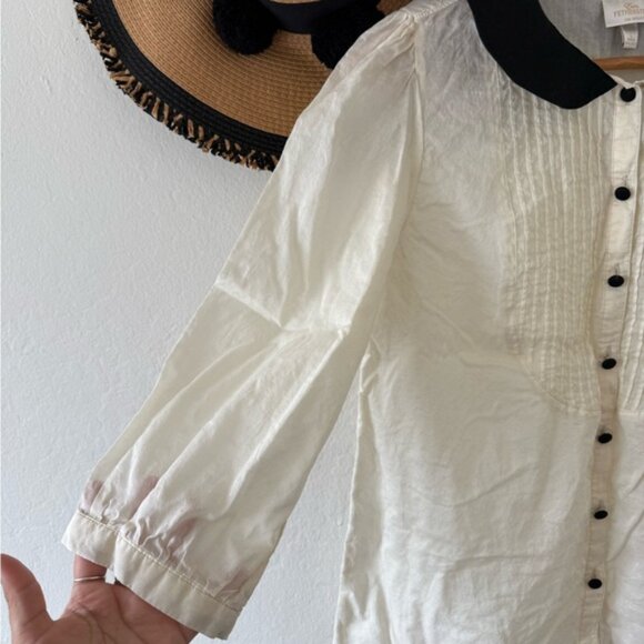 Erin Fetherston x Target Cream Cotton Blouse Peter Pan Collar Twee Y2K - Picture 9 of 14